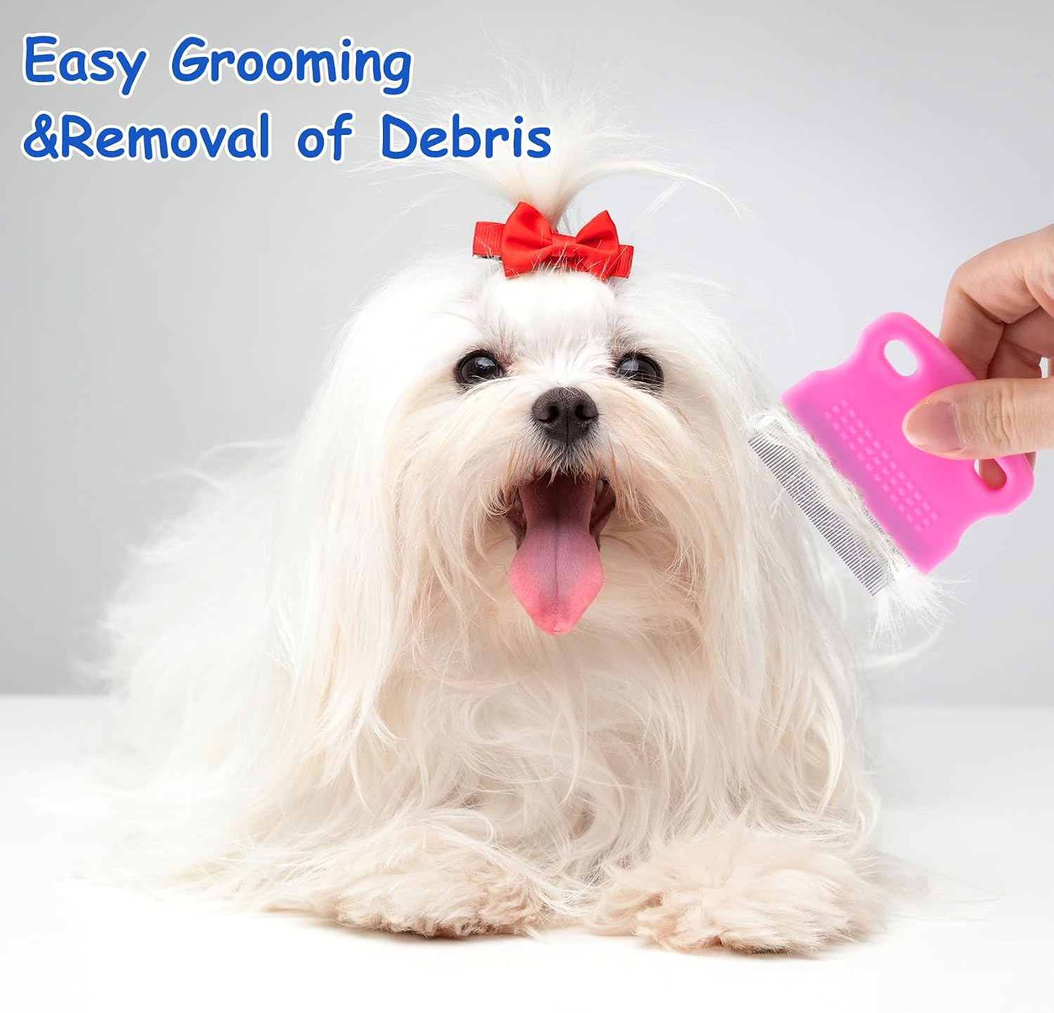Compact flea comb ideal for small animals like rabbits and fluffy puppies.