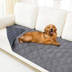 Smiry waterproof dog bed cover blanket front view showing grey quilted fabric texture.