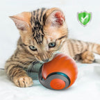 Autrety automatic moving cat toy ball close up highlighting the anti-collision silicone wheels.