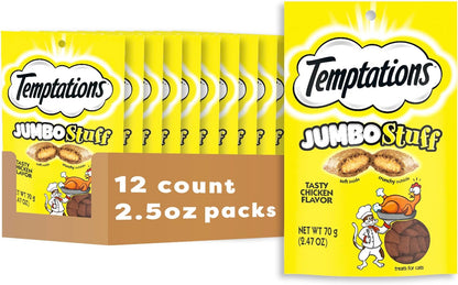 Temptations Jumbo Stuffed Cat Treats, Crunchy and Soft Cat Treats, Tasty Chicken Flavor, 14 oz. Tub - Image 13