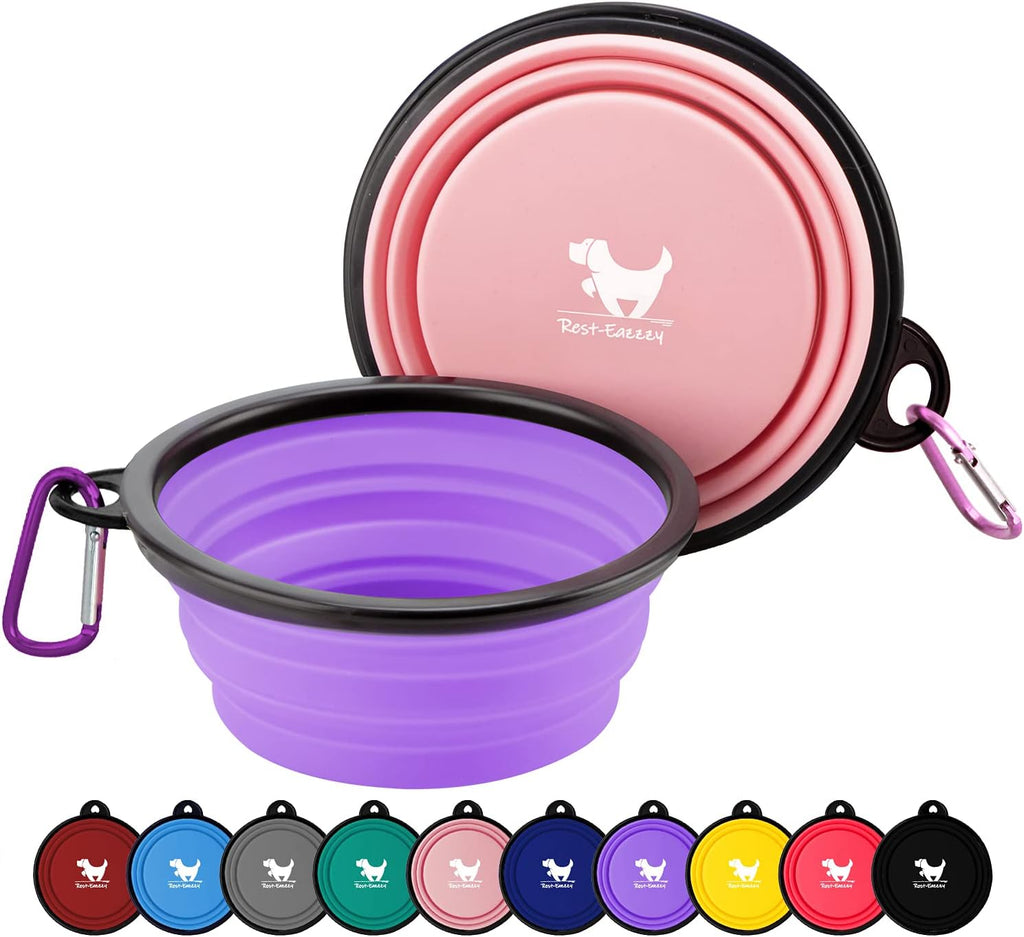 Collapsible Dog Bowls for Travel, 2-Pack Dog Portable Water Bowl for Dogs Cats Pet Foldable Feeding Watering Dish for Traveling Camping with Carabiners, BPA Free (Grey&Black, Small (Pack of 2)) - Image 10
