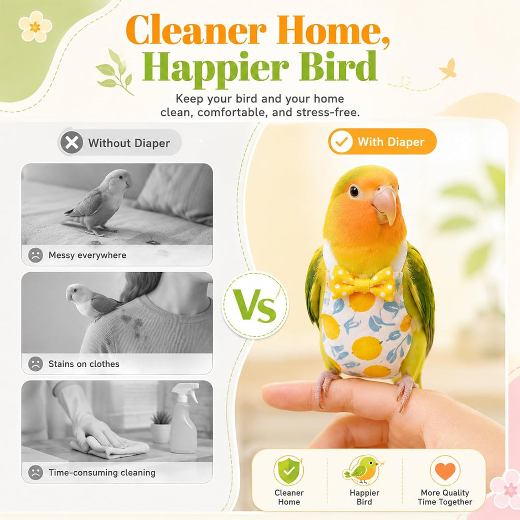 10PCS Bird Diapers, Reusable Parrot Diaper with Waterproof Inner - Image 4