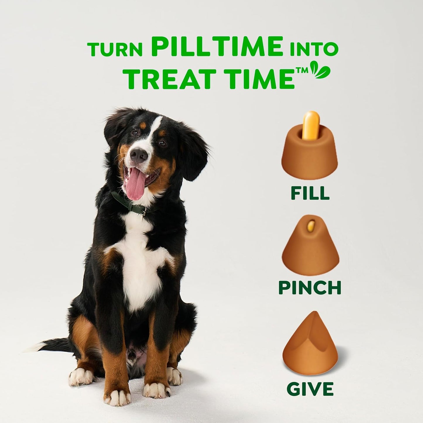 Premium imported Greenies dog treats for large breeds showing the resealable pouch opening.