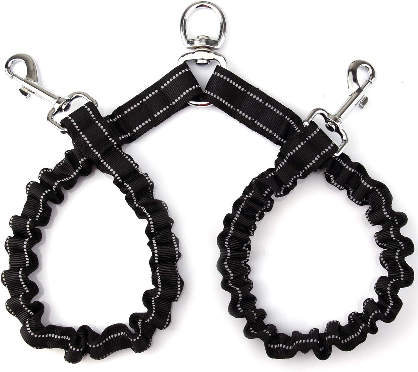 VANVENE double dog leash front view showing tangle free swivel coupler