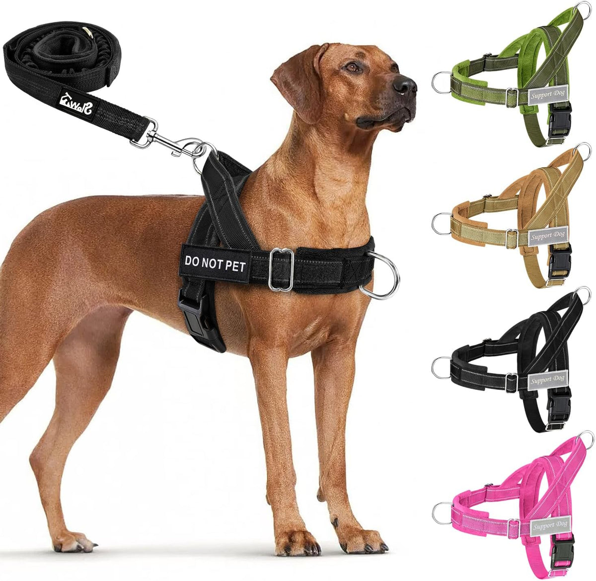 Lukovee No Pull Dog Harness and Leash Set - Adjustable Soft Padded Vest with Front Clip for Easy Control, Reflective Durable Harness for Safe Daily Training Walking for Medium Large Dogs (L, Green) - Image 15