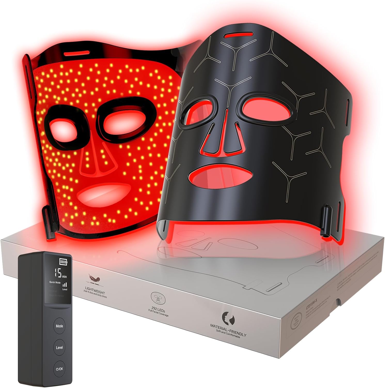 V VYM By Clinmate Infrared Red Light Therapy Mask front view showing flexible premium design.