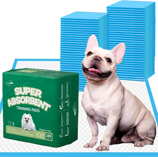 IMMCUTE puppy pads 100 count front view of packaging box