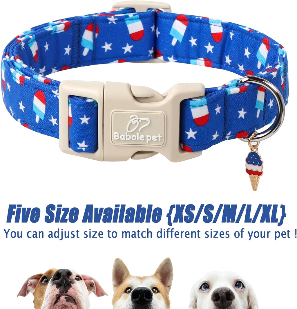 Side view of patriotic popsicle dog collar with padding