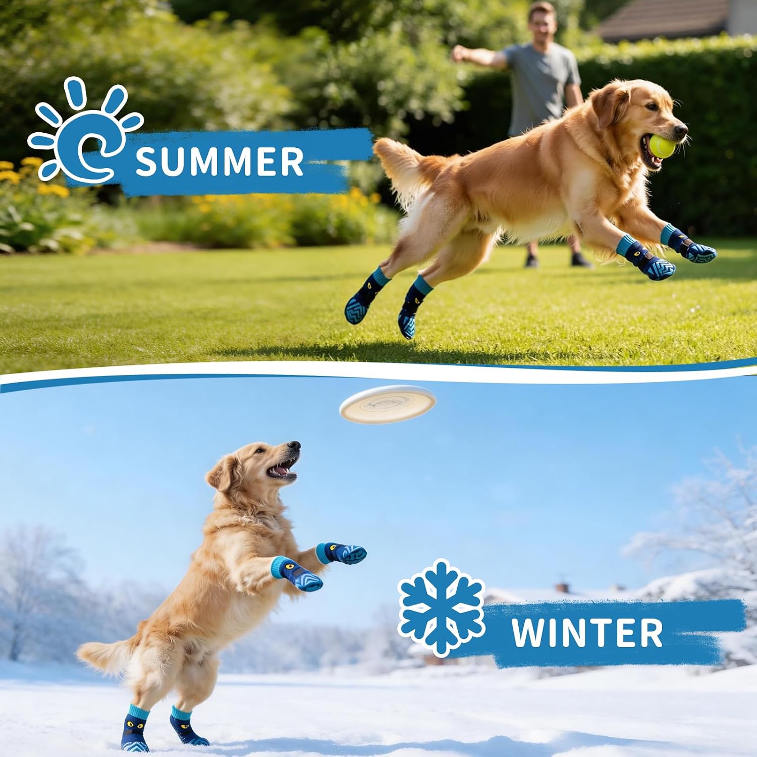 Coohams blue XL dog socks set packaging view