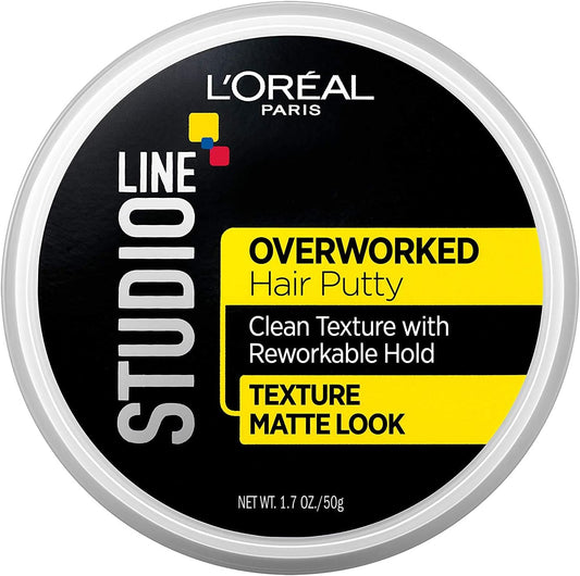 L'Oreal Paris Studio Line Overworked Hair Putty front jar view matte styling paste