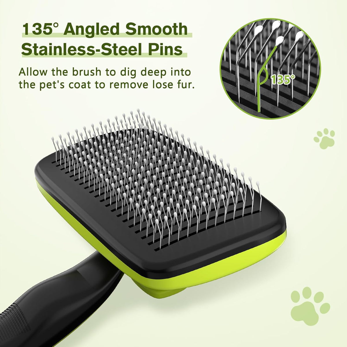 Pecute lightweight slicker brush ergonomic non slip handle grip design