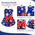 Lightweight sleeveless dog sundress with classic American flag colors.