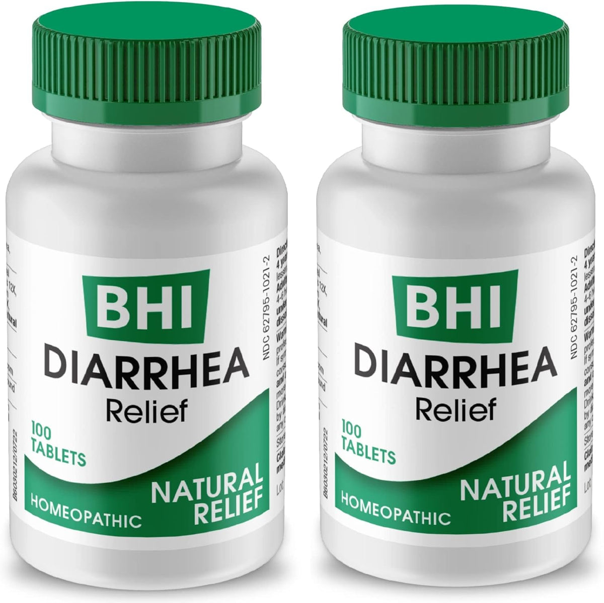 MediNatura BHI Diarrhea Relief 100 tablets front view pack of 2 for natural digestive support.