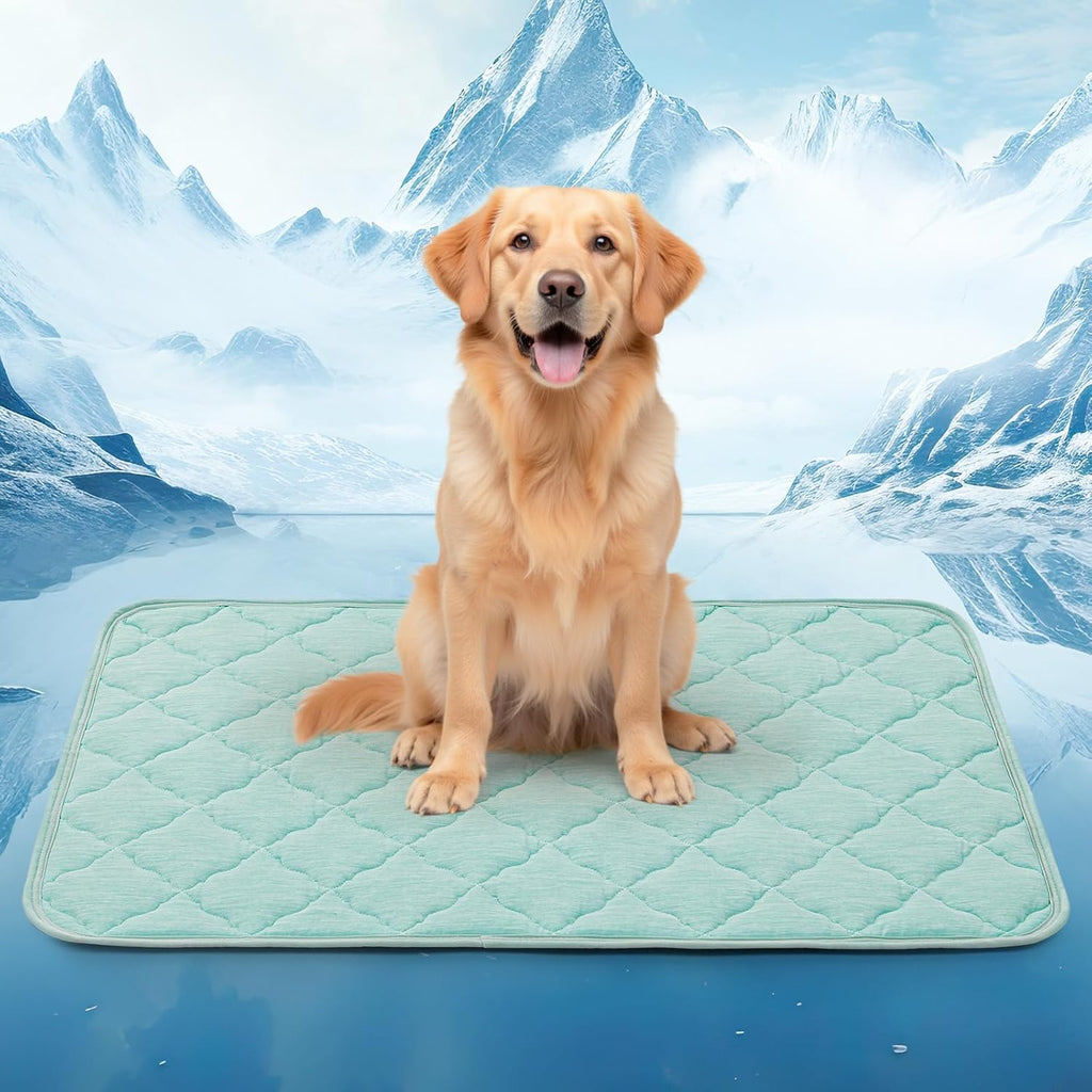 LOOBANI dog cooling mat front view displaying the ice silk summer surface.
