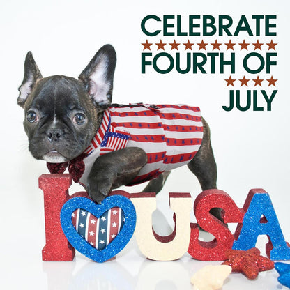 Kuoser 4th of July dog costume close up of adjustable hook and loop closure