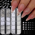 Vhbie pearl 3D nail charms front view in storage boxes