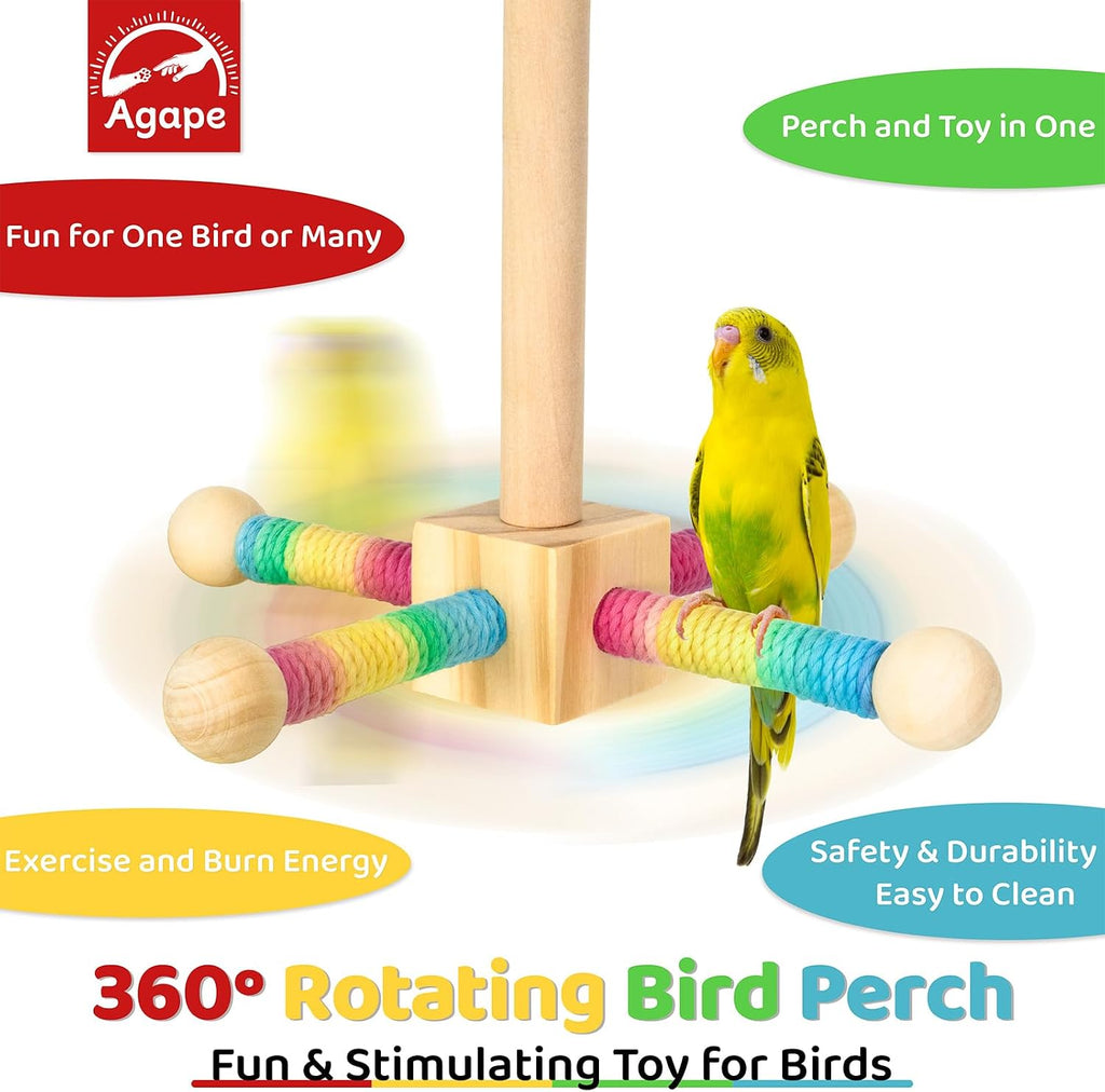 Agape parrot toy highlighting 360 degree bearing mechanism