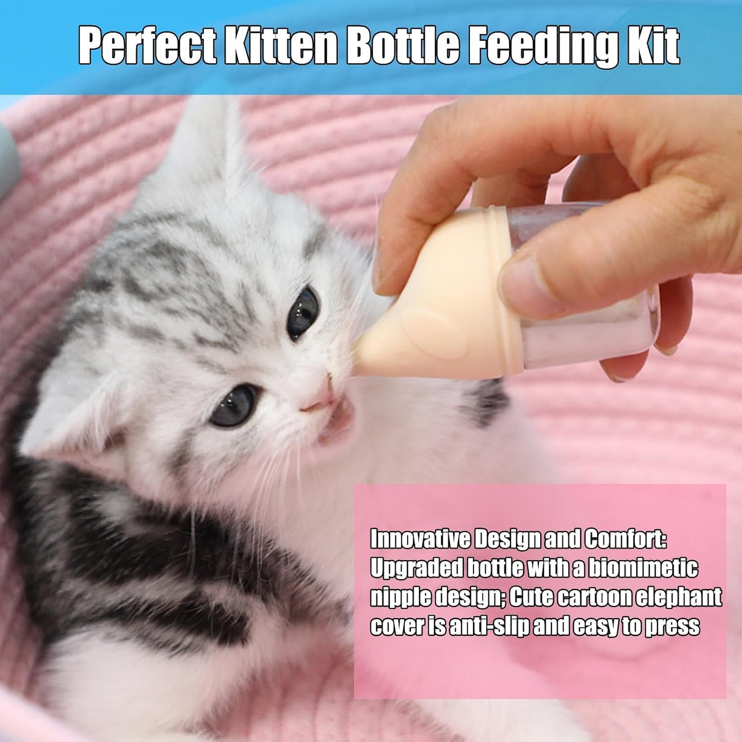 LogFaadCoi newborn puppy milk feeder showing three replaceable silicone nipples