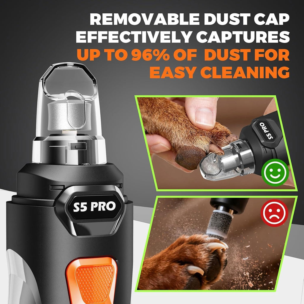 LOPSIC quiet pet nail grinder being used on a sensitive dog breed.