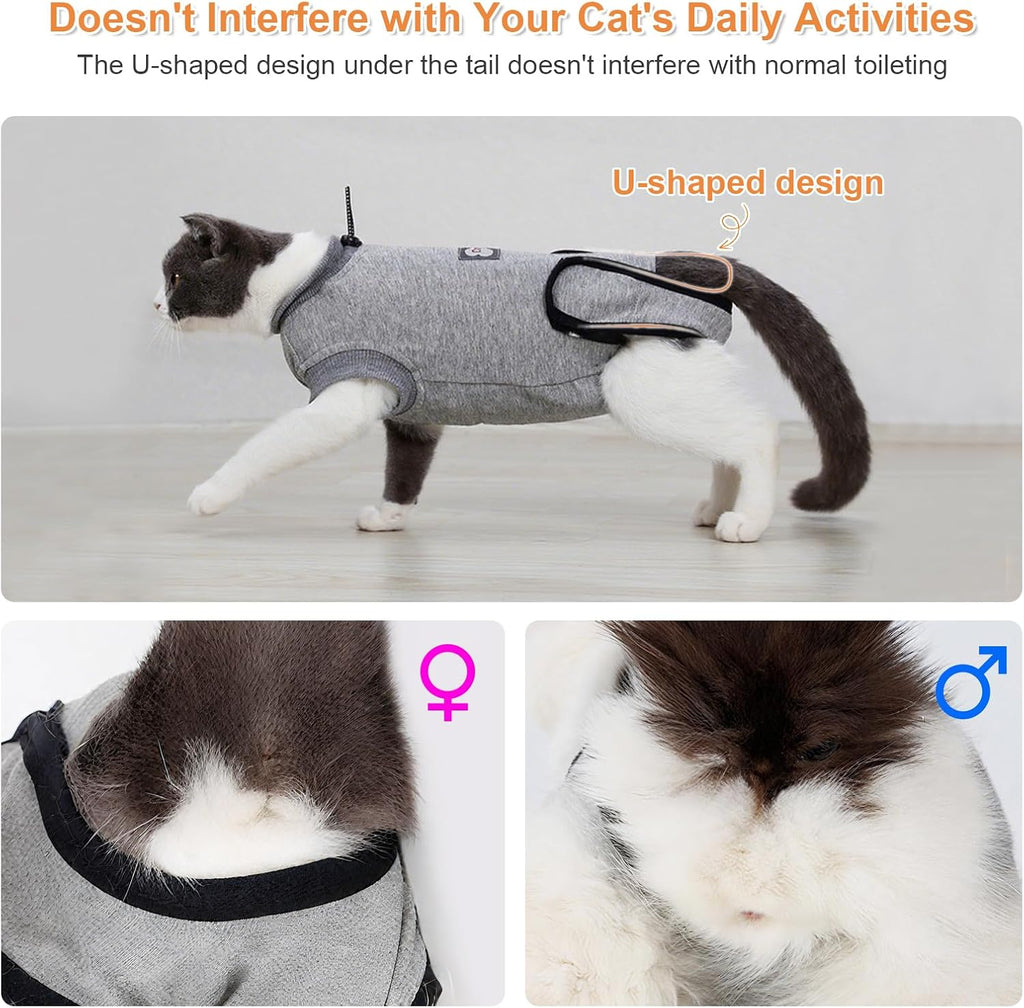 Doglemi cat recovery apparel displaying double-layer belly protection