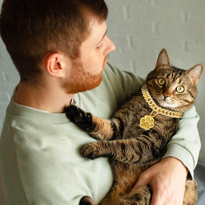 Hillban luxury gold pet chain side profile displaying smooth inner links for comfortable wear.