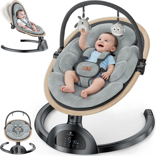 LrerBB electric baby swing front view in black color