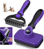 Professional 3PCS Self Cleaning Slicker Brush & Pet Grooming Rake & Flea Comb for Dogs,Cats and Horses | Double-Sided Dematting Comb & Skin Friendly Deshedding Grooming Tool | Pet Supplies (Blue) - Image 9