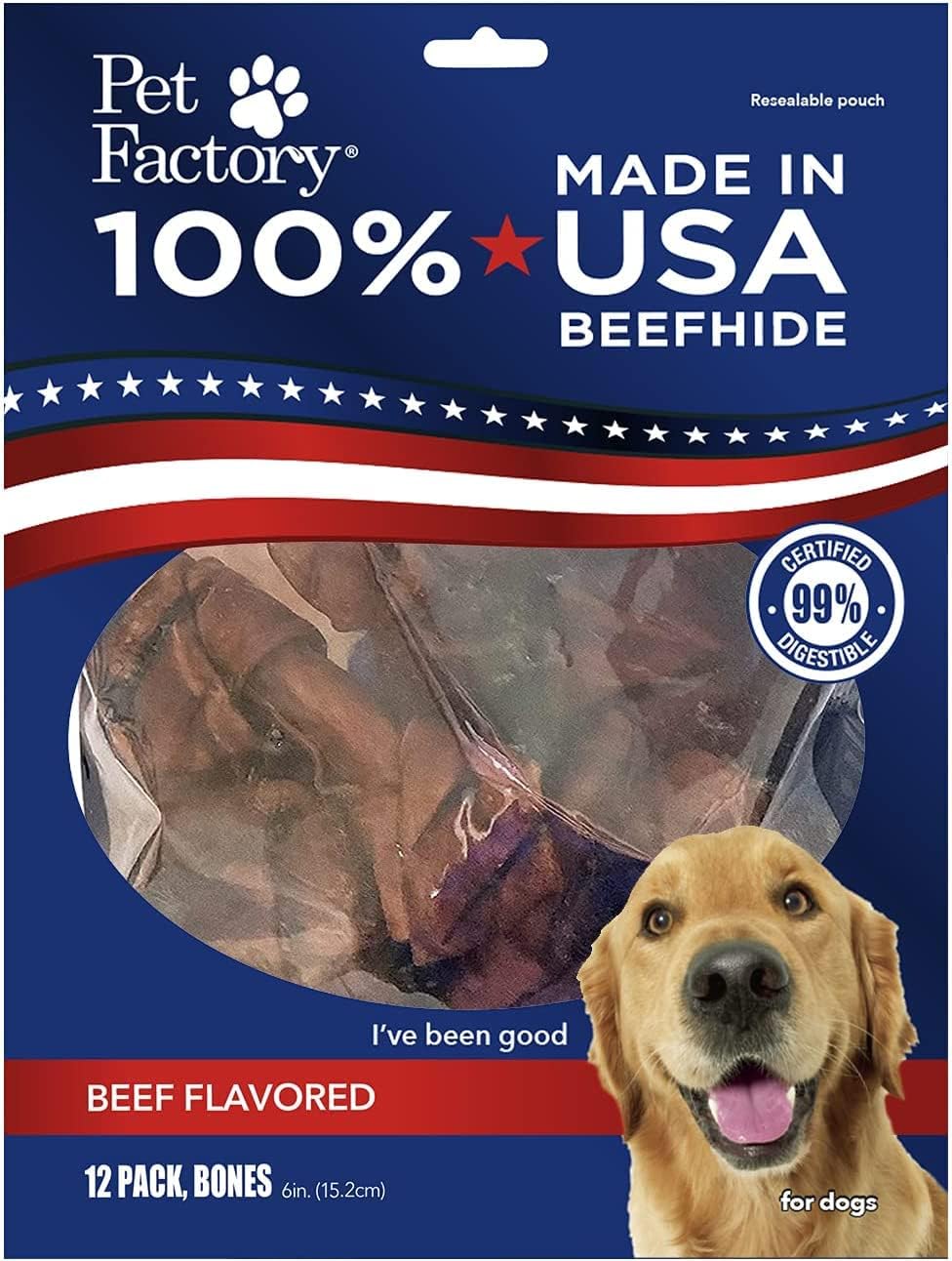 Pet Factory 100% Made in USA Beefhide Dog Chews - 6-7" Knotted Rawhide Bones for Dogs, Natural Flavor Long-Lasting Dog Chew Treats, Helps Support Dental Health, 8 Count Pack - Image 12
