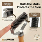 We Love Doodles dog comb showing dual sided design