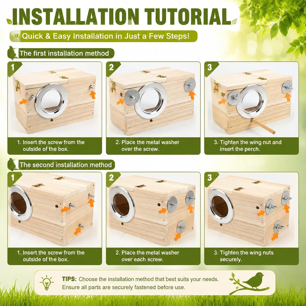 Rypet Parakeet Nesting Box, Cockatiel Bird Nest Box with Perch(S) - Image 4