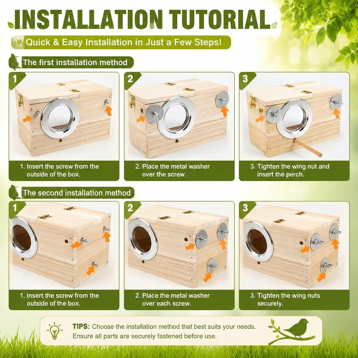 Rypet Parakeet Nesting Box, Cockatiel Bird Nest Box with Perch(S) - Image 4