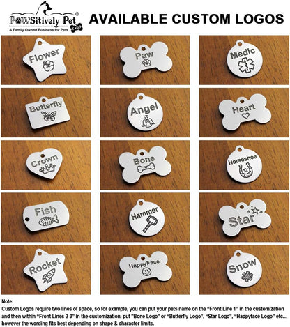 Pawsitively Pet Tags custom engraved identity tag showing the included heavy duty metal split ring attachment for dog collars.