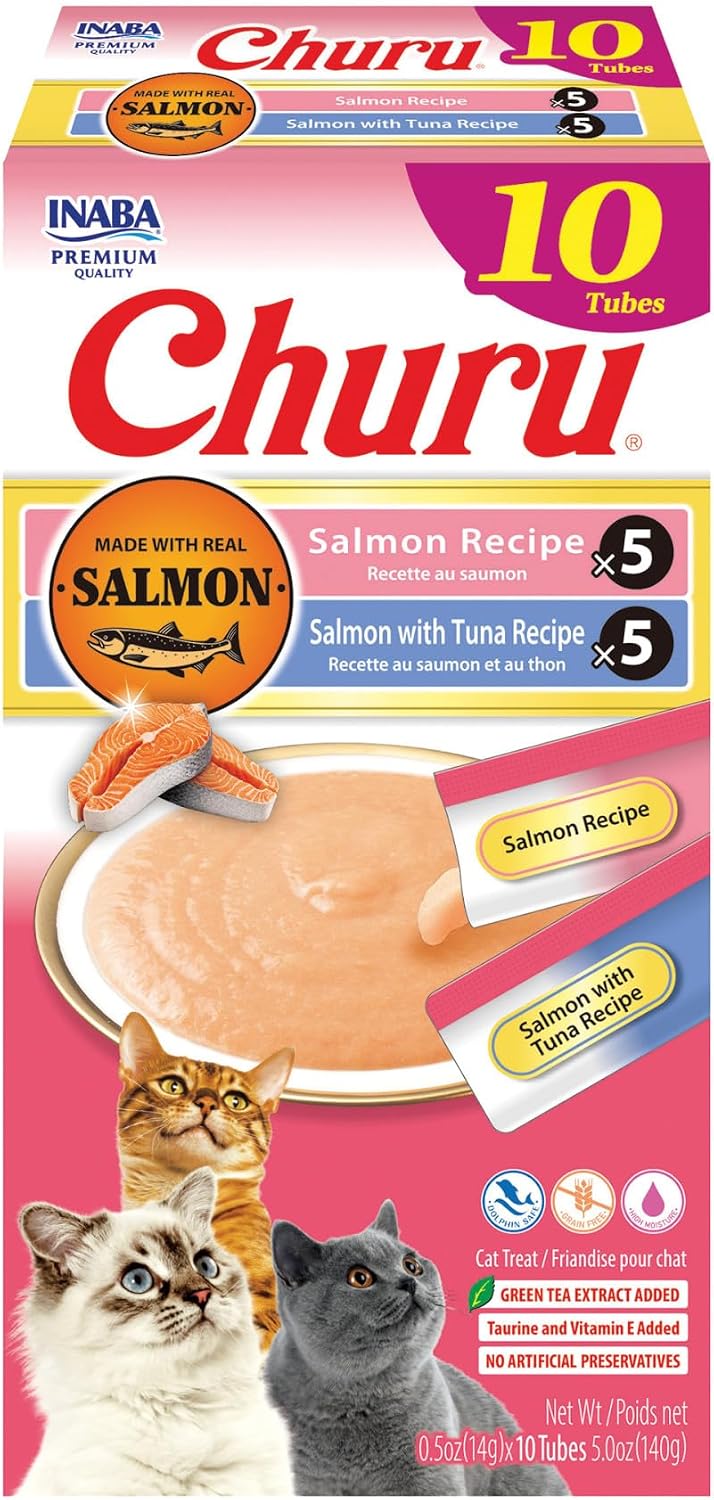 INABA Churu Cat Treats, Lickable, Squeezable Creamy Pure Cat Treat with Green Tea Extract & Taurine, 0.5 Ounces Each Tube, 20 Tubes, Tuna Variety - Image 10