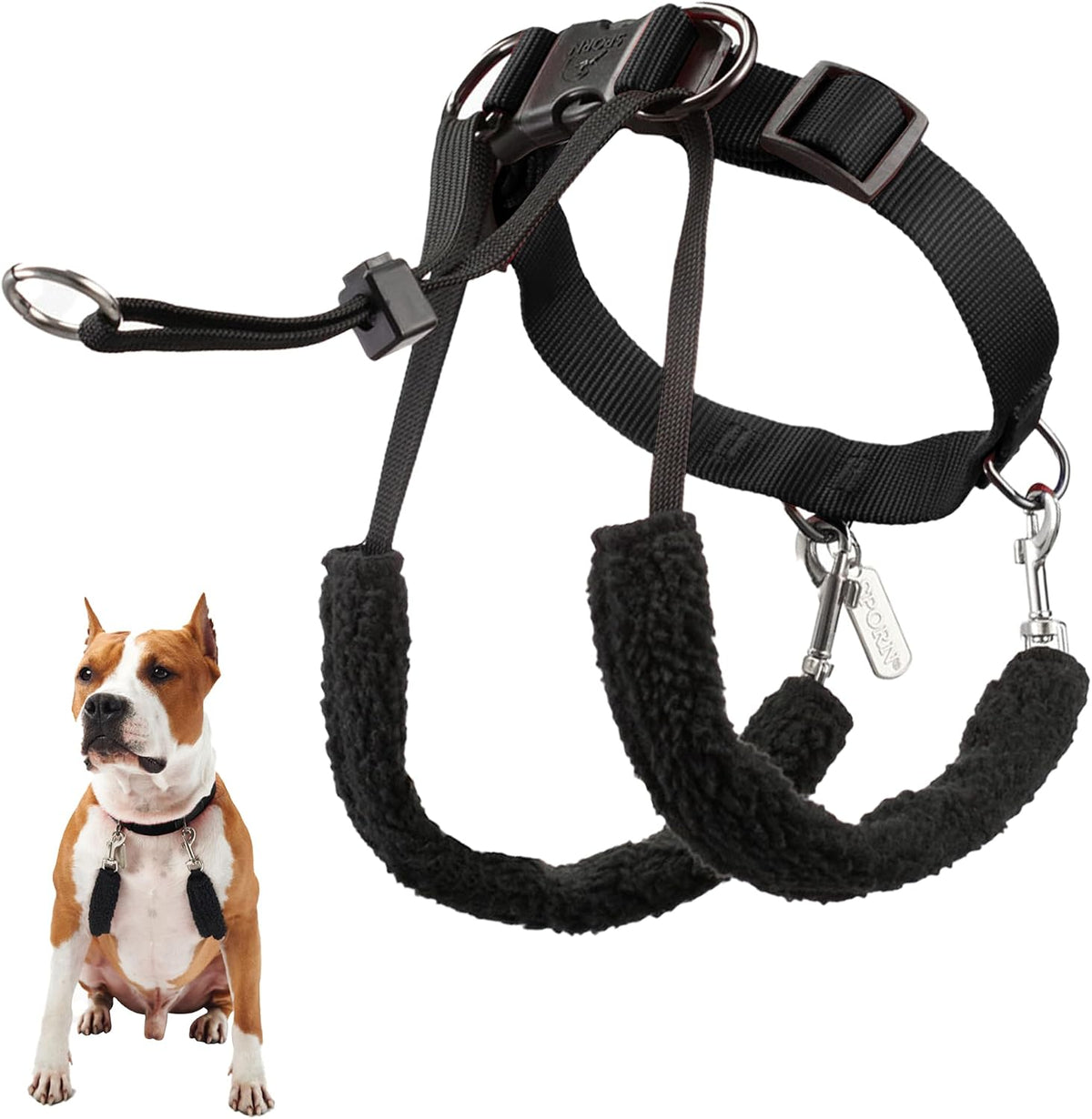 Sporn Original Training Halter, No Pull Dog Harness for Large Dogs with Black Padded Sherpa Sleeves, Breathable Large Dog Harness No Pull, Provides to All Large Sized Breeds - Image 14