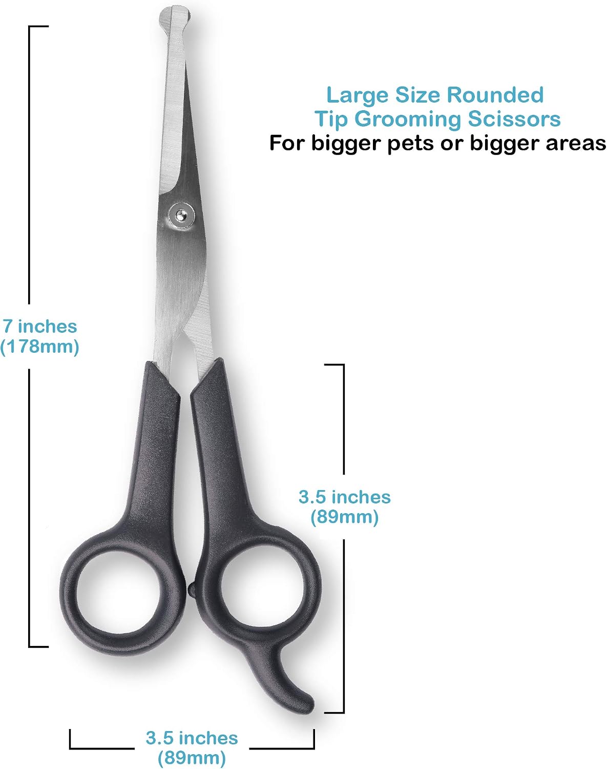 Safe pet grooming scissors showing close up of durable stainless steel blades