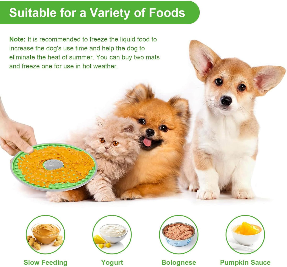 Lalolee pet lick mat with peanut butter spread