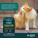 Back label details of ALZOO flea and tick repellent for cats with usage directions