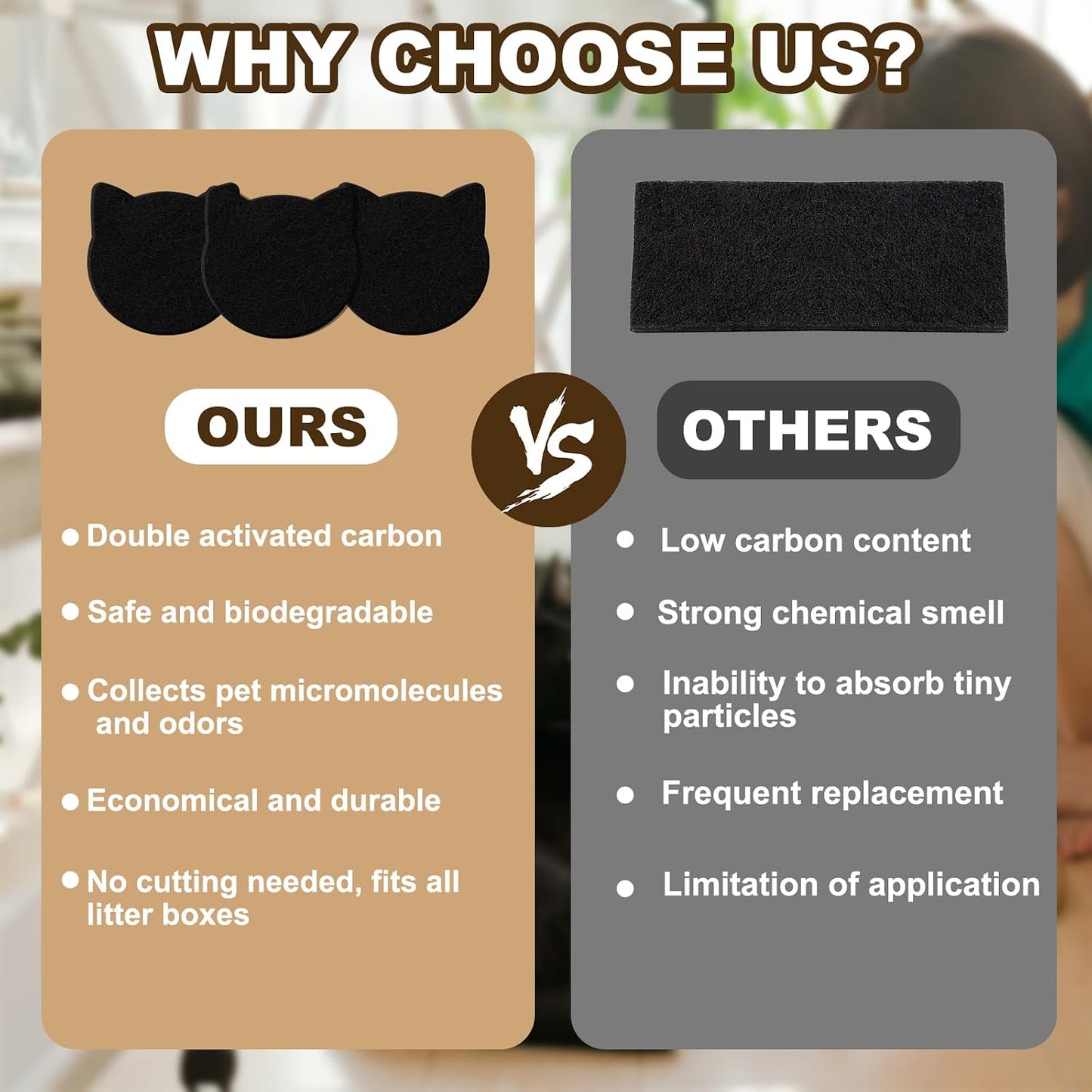 Twelve piece pack of kitty shaped charcoal air purifiers designed for automatic and traditional litter boxes