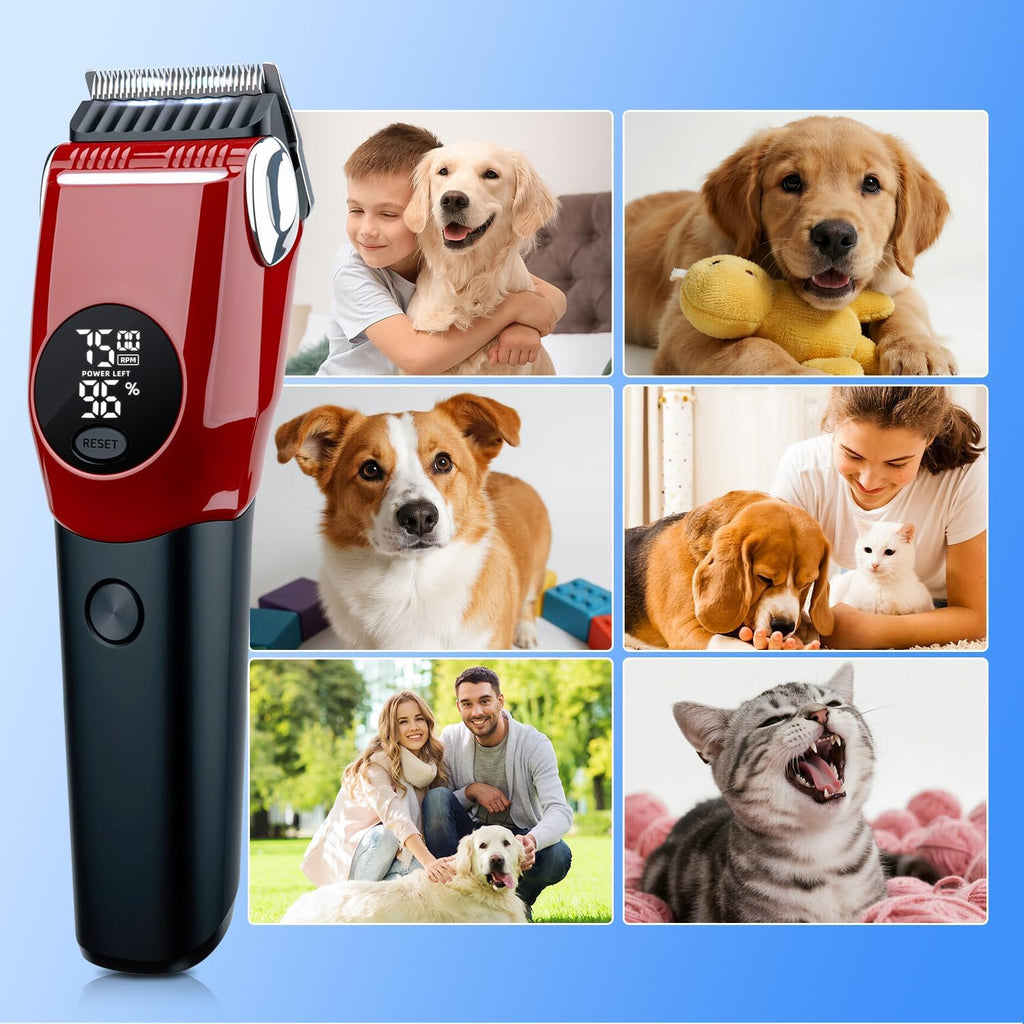 Mcbazel Dog Clippers Grooming Kit, Low Noise Rechargeable Cordless Adjustable Pet Hair Shaver Trimmers Set for Dogs, Cats and Other Pets [Red] - Image 9