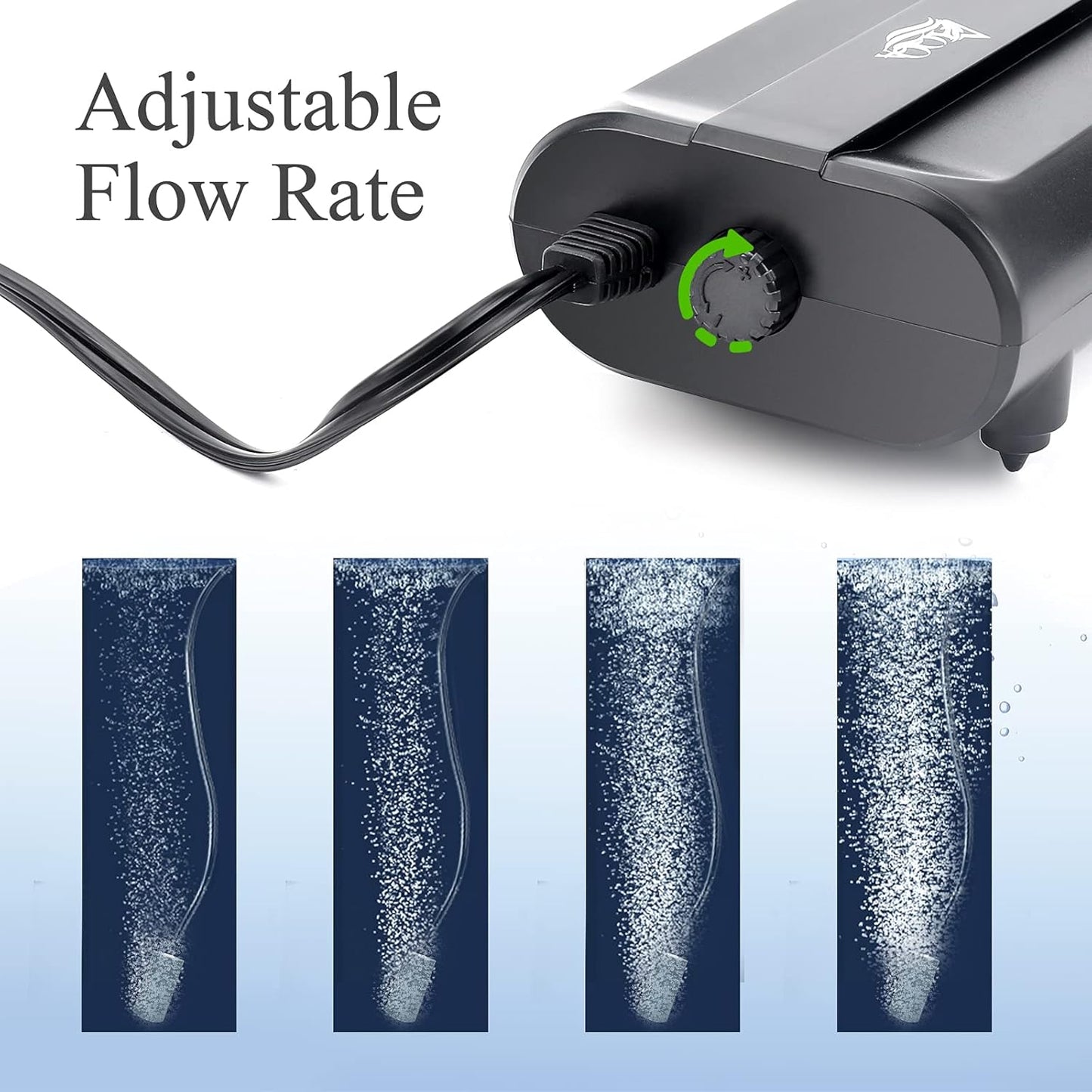 Side profile of Aqqa quiet bubbler pump with adjustable valve