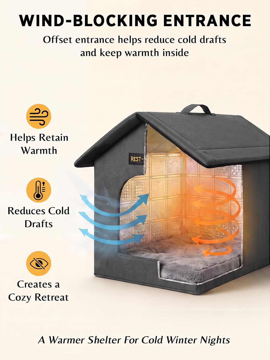 Outdoor Cat House for Feral Cats,Weatherproof & Insulated - Image 3