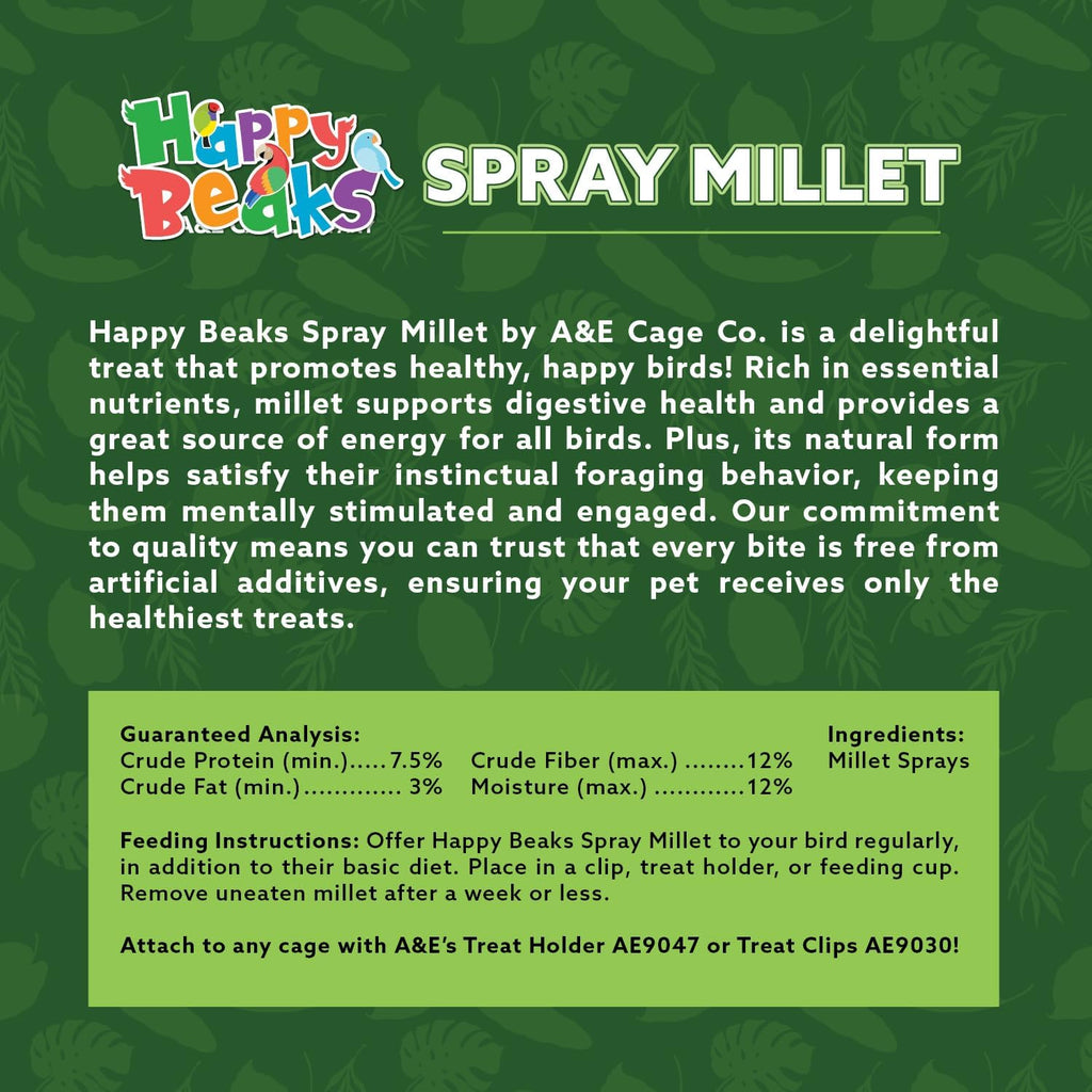 Nutritional label information on the A&E French millet bag