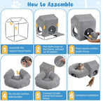 Pawaboo square cat house interior cushion for small pet sleeping comfort