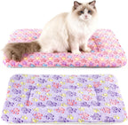 Folded stack of two machine washable HeNdShe flannel blankets for small pets.