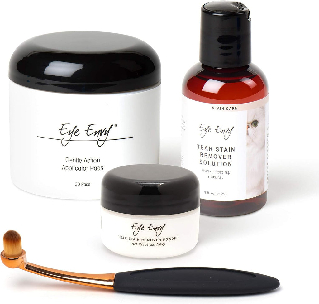 Eye Envy Cat Tear Stain Remover Starter Kit with ProPowder Brush. Stain Solution, Applicator Pads, Stain Powder, and Small Applicator Brush. Tear Stain Cleaning Kit. Lasts 30-45 Days. Made in USA. - Image 9