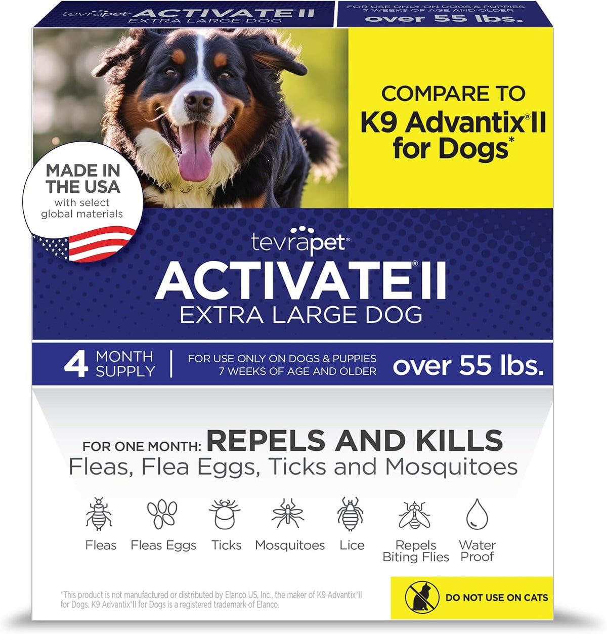 TevraPet Activate II flea and tick prevention extra large dog topical treatment front view