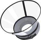 ICOYEA sponge core dog cone front view showing gray fabric donut collar