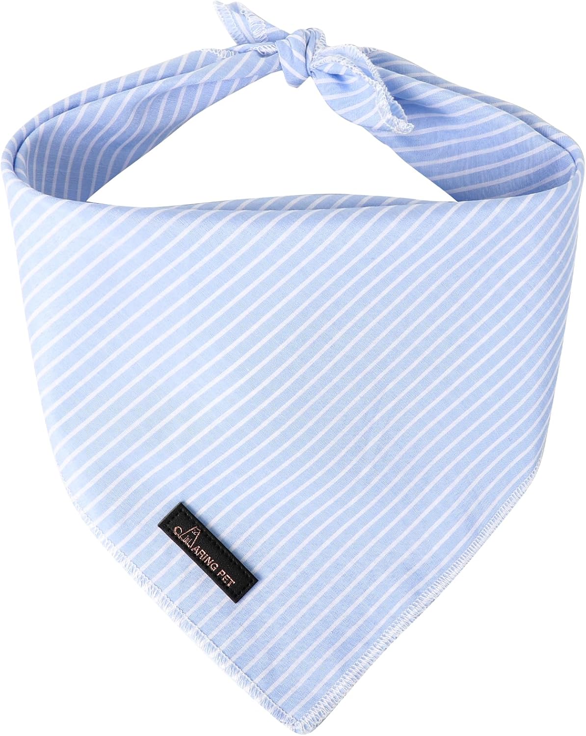 Aring Pet Summer Dog Bandana front view of blue striped cotton pet scarf