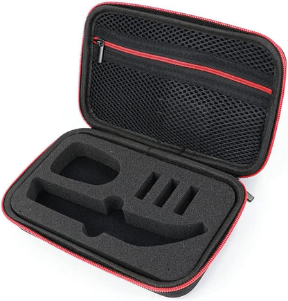 LinMei travel trimmer case front view showcasing the hard black protective exterior shell.