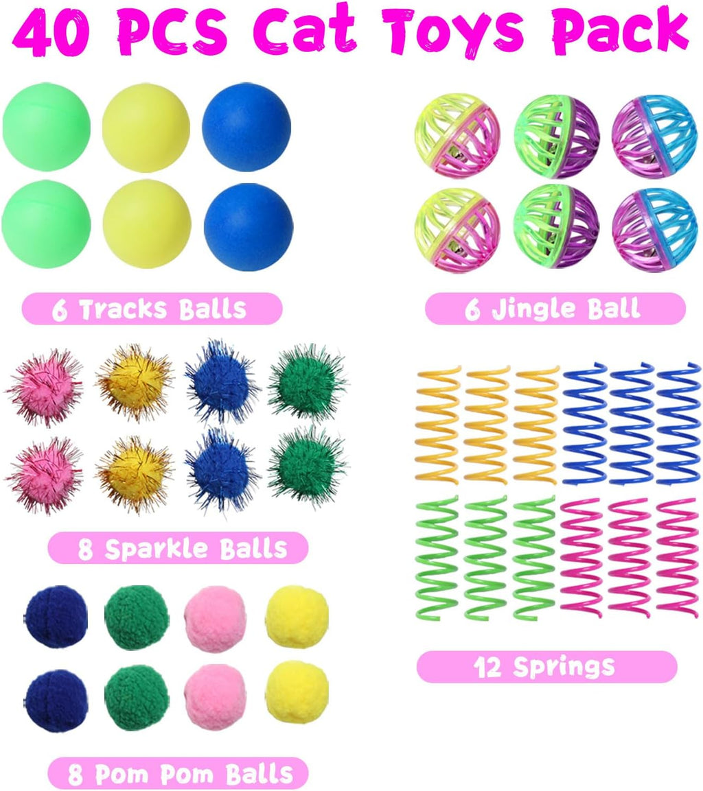 Assorted cat springs and jingle balls for interactive play